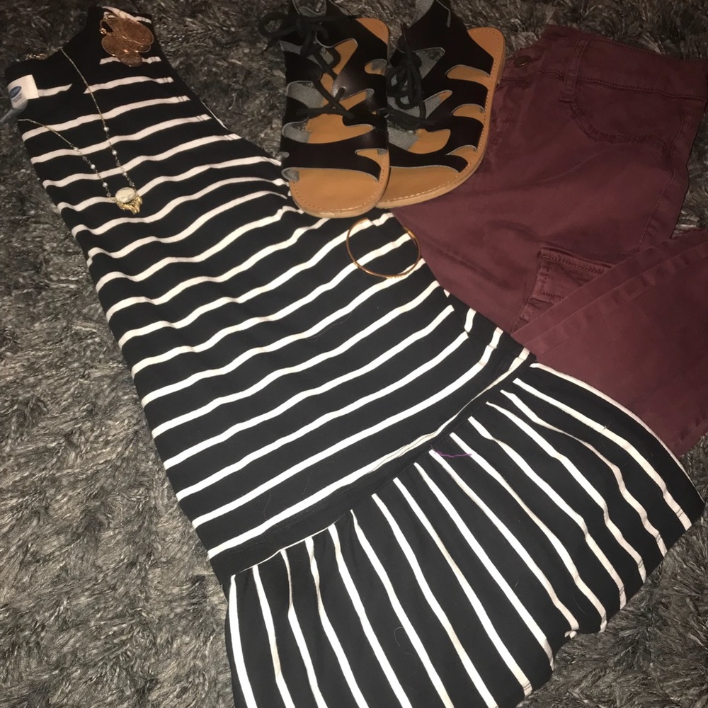 Black and White Stripped Peplum